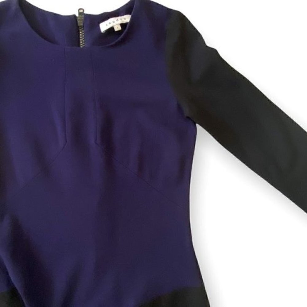Sandro Paris Color Block Ponte Mini Dress, Purple/blue and Black, Size 1/S - Picture 9 of 14